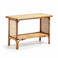 Rattan console table with open shelf in natural finish 90 x 45 x 75cm