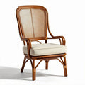 Rattan armchair with cushion and backrest for indoor or outdoor use