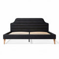 Upholstered bed frame with adjustable headboard and wooden legs 200 x 160 x 100cm