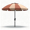 Outdoor patio umbrella in red and beige fabric with adjustable height 200 x 200 x 250cm