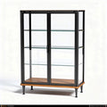Glass display cabinet with wooden base for showcasing collectibles 100 x 40 x 180cm