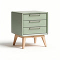 Green bedside table with three drawers and wooden legs 50 x 40 x 70cm