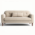 Beige fabric two-seater sofa with wooden legs and removable cushion 180 x 80 x 80cm